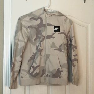 Nike Kids Camo FullZip Cotton Fleece Hoody Size L.